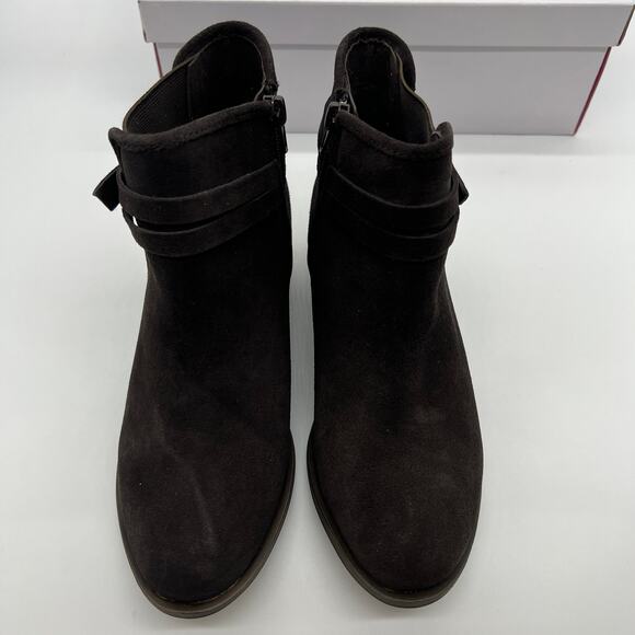 Isaac Mizrahi Live! Leather Boot Womens 7M Brown Boots Heel Side Zip - Picture 4 of 12